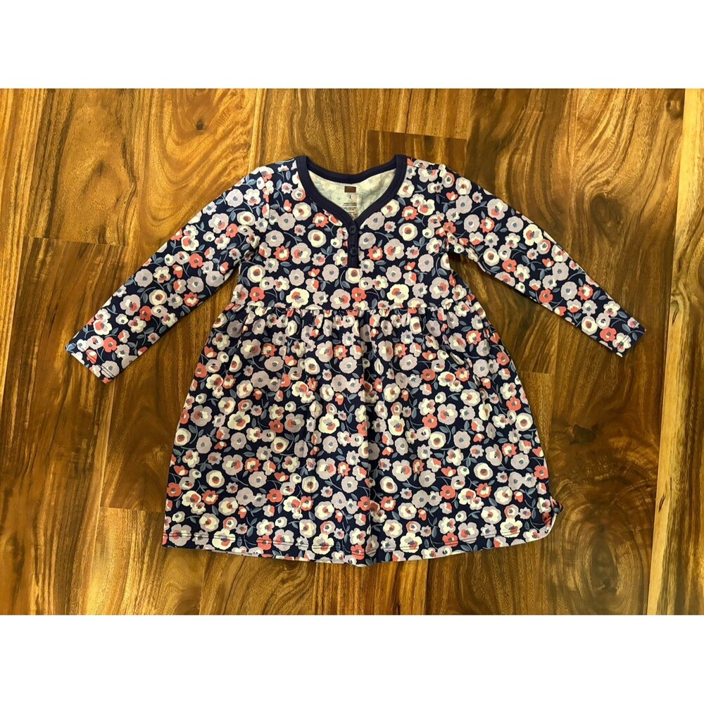 NWOT Tea Collection Long Sleeve Dress, Purple Flower Print, Size 2T